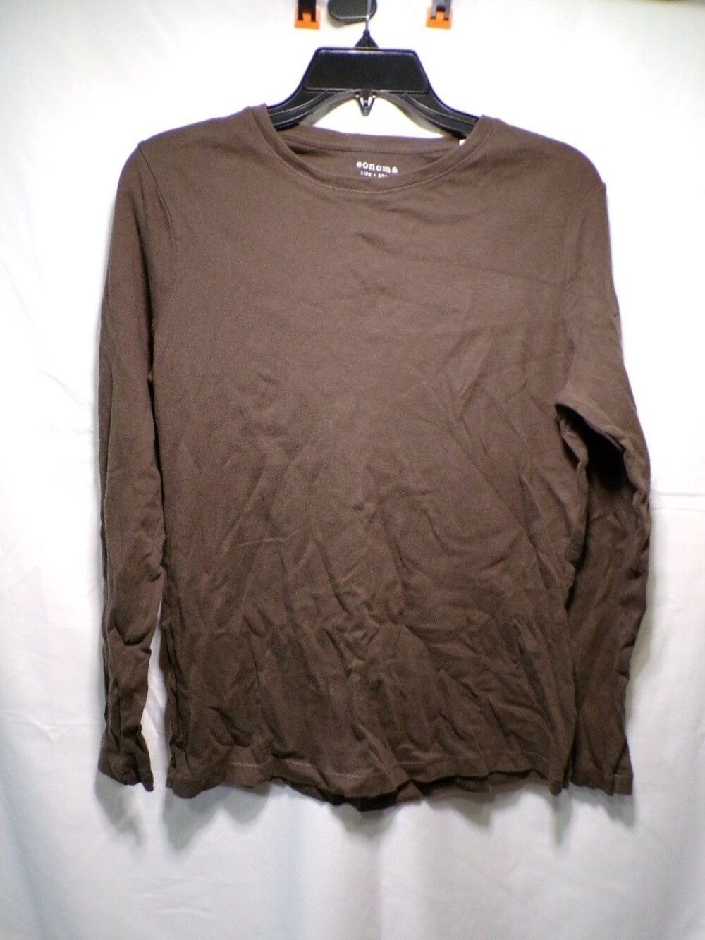 Sonoma Men's M Long Sleeve Crew Neck T-Shirt Brown Basic Cotton Tee - Picture 1 of 3
